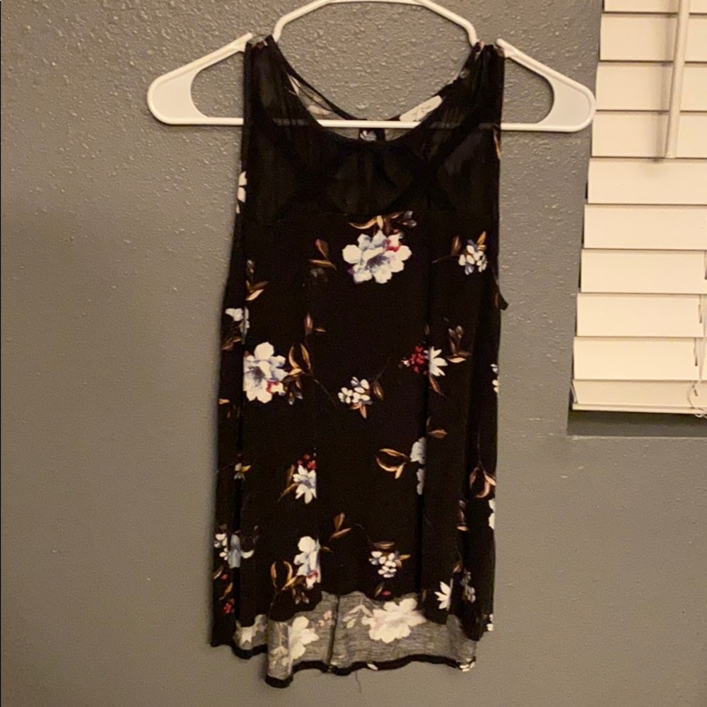 Black floral tank top